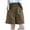 Khaki, variant on Women Casual Summer Shorts Elastic High Waisted Short Pants with Pockets Red,4XL