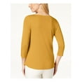 thumbnail image 2 of CHARTER CLUB Womens Gold 3/4 Sleeve Jewel Neck Top PM, 2 of 2