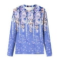 thumbnail image 5 of IROINID en Solde T-Shirt à Manches Longues en Polyester pour Femmes Confortable Dames Col Rond Hauts Amples T-Shirts Imprimés Blouse, Bleu Foncé, 5 of 5