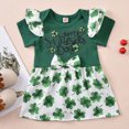 thumbnail image 2 of Fesfesfes Newborn Infant Baby Girl Dress St Patrick's Day Clovers Print Patchwork Princess Dress Spring Saving Clearance, 2 of 9