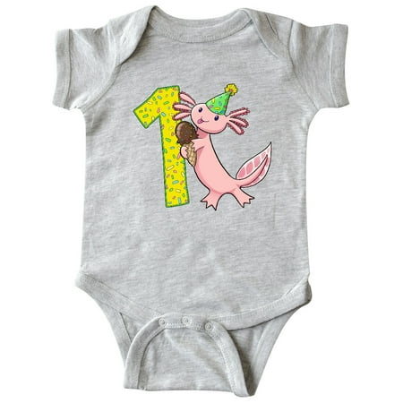 

Inktastic 1st Birthday Axolotl with Ice Cream Gift Baby Boy or Baby Girl Bodysuit