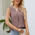 thumbnail image 5 of Scyoekwg Womens Summer Tops Sleeveless V-Neck Eyelet Pleated Tank Tops Loose Solid Color Casual Dressy Blouse Suspenders Sling T Shirts (Gold ,XXL), 5 of 8
