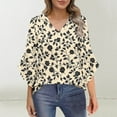 thumbnail image 3 of HomeGardon 3/4 Length Sleeve Womens Tops Summer Tops for Women Casual Printed 3/4 Length Sleeve Womens Tops V Neck Tshirts Shirts with Flared Sleeve,S-XXL, 3 of 8