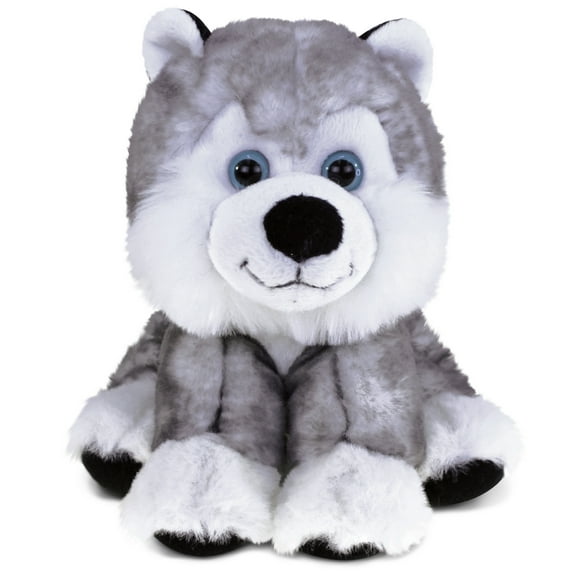 DolliBu Plush Husky Stuffed Animal - Soft Fur Huggable Grey Husky Dog, Adorable Playtime Husky Plush Toy, Cute Wild Life Cuddle Gifts, Super Soft Plush Doll Animal Toy for Kids and Adults - 9 Inch