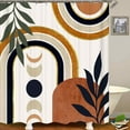 thumbnail image 3 of 4PCS Wavy Swirl Shower Curtain Sets with Rugs, Abstract Shower Curtain, Waterproof Fabric Green Shower Curtain, 70s Art Cute Funky Groovy Vintage Retro Boho Minimal Aesthetic Bathroom Decor, 3 of 7