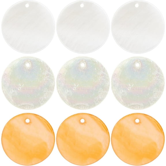 1 Box 42Pcs 3 Styles Shell Charms Round Flat Shells Natural Capiz Charms Seashell Slice Pendants Disc Coin Drop Beads with Hole for DIY Jewelry Making Bracelets Findings Mixed Colors