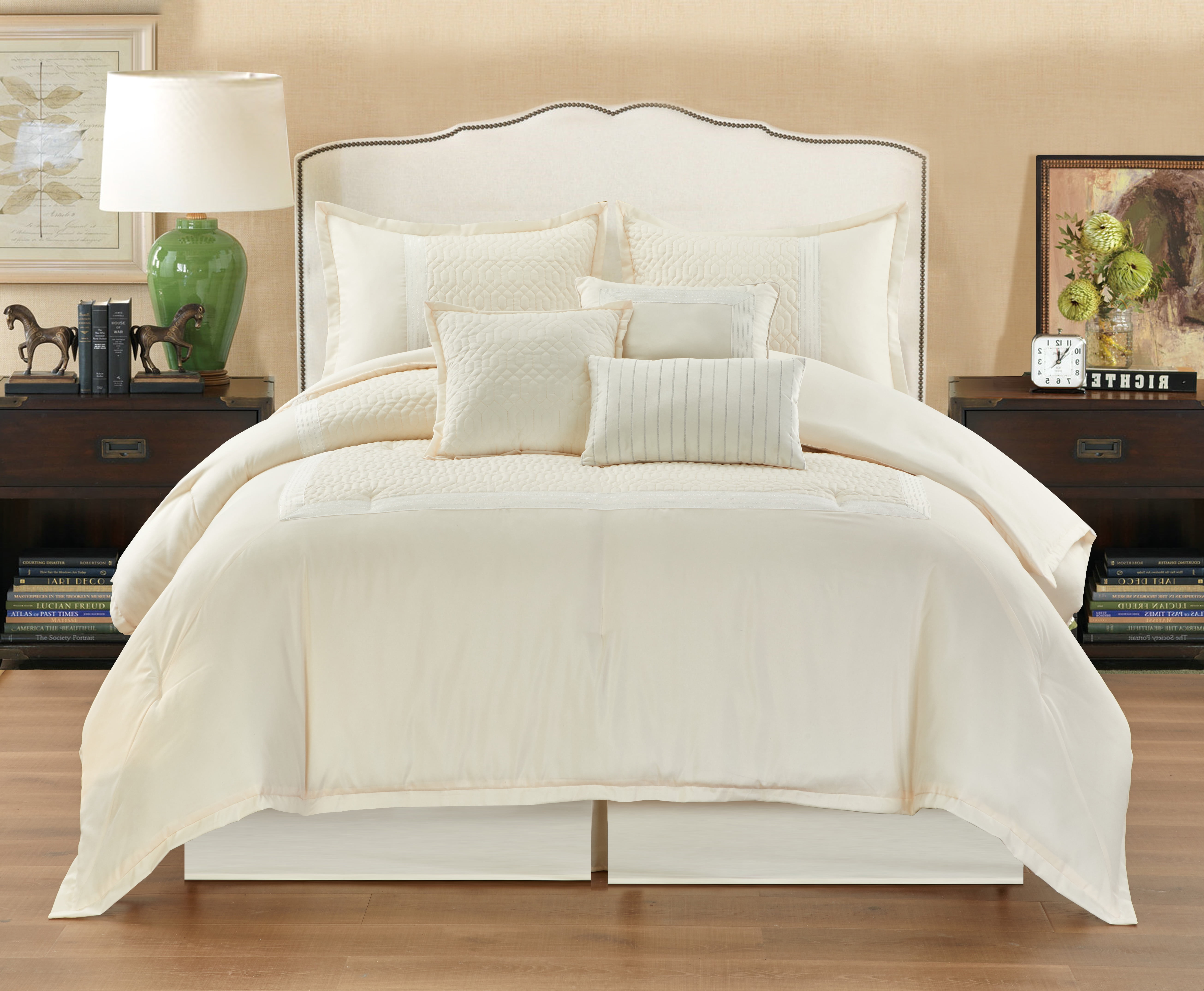 Lanco Home Kathy Brown 7-Piece Comforter Set Bedding Sizes Cal King Full Queen 