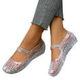 thumbnail image 3 of HOWPAY Sandals for Women Hollow out on Closed Toe Transparent Jelly Shoes Non- Summer Beach Casual Lightweight Ballet Flats White 39, 3 of 9