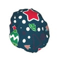 thumbnail image 2 of Kdxio Christmas Print Shower Cap for Women,Elastic and Reusable,Double Waterproof Layers Bathing Hat, 2 of 9