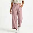 thumbnail image 5 of HomeDM Wide Leg Capri Pants for Women Casual Loose High Waisted with Pockets Pink Athletic Work Trousers Size XL, 5 of 7