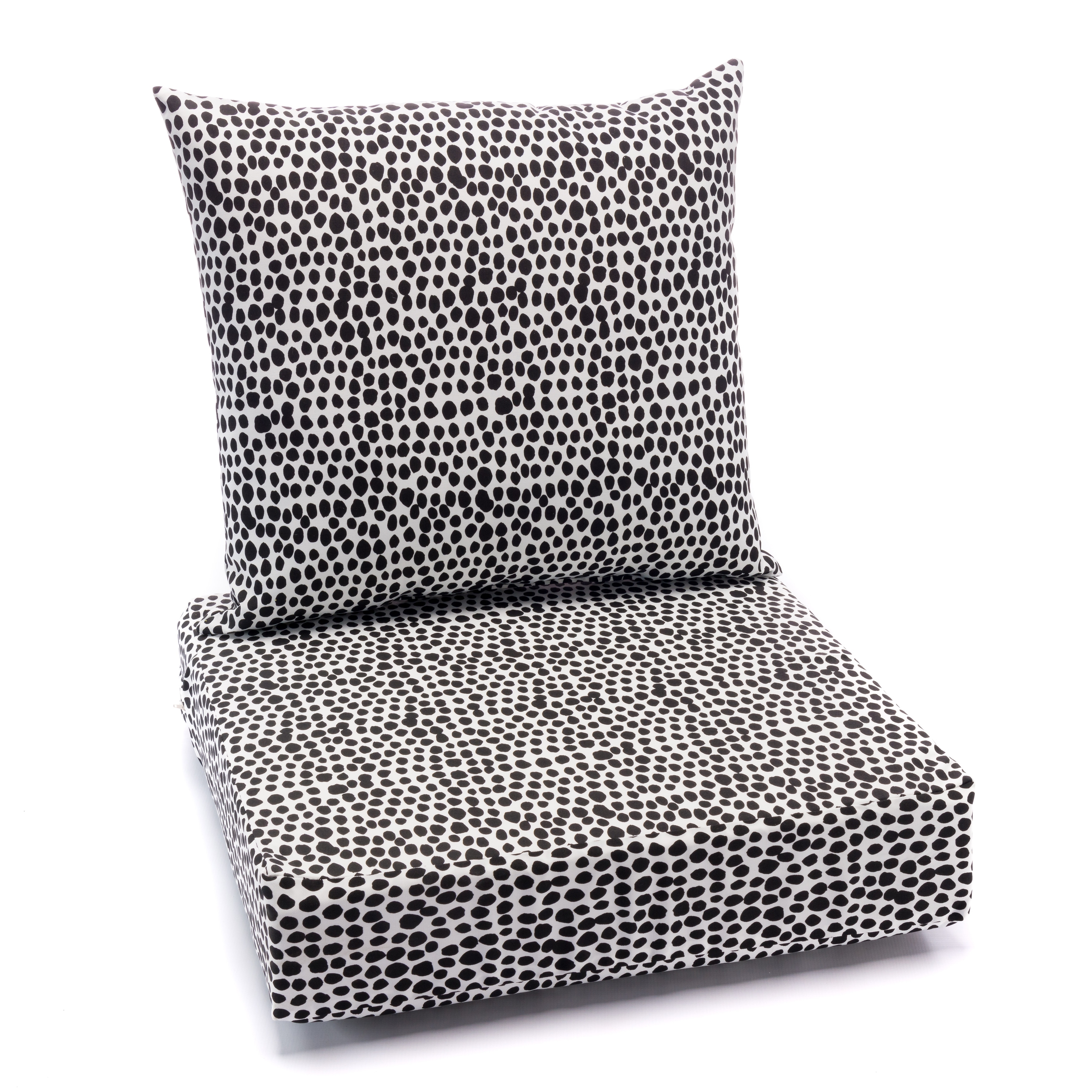 Terrasol Outdoor Deep Seat Cushion Set Signature Dot Black and White