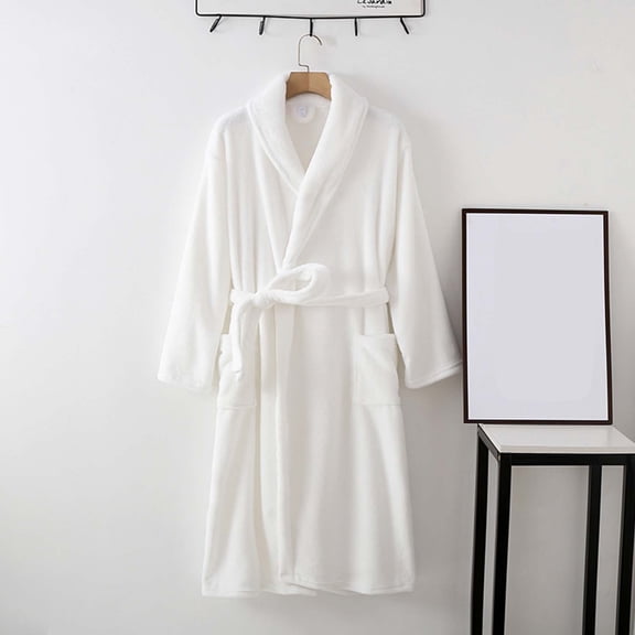 Daqian Plus Size Womens Pajamas Women's Fashion Robe Bathrobe Lengthening Keep Warm Lapel Same Style for Men and Women Long Sleeve Pajamas for Women White XL(XL)