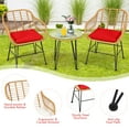 thumbnail image 4 of Patiojoy 3 Pieces Patio Furniture Set w/Tempered Glass Coffee Table Set for Garden and Backyard Red Cushions, 4 of 10
