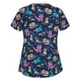 thumbnail image 2 of Rezuofi 2 Pcs Scrubs for Women Animal Print Tops for Women V Neck Cartoon Pattern Short Sleeve Nursing Tops with Pockets, 2 of 3