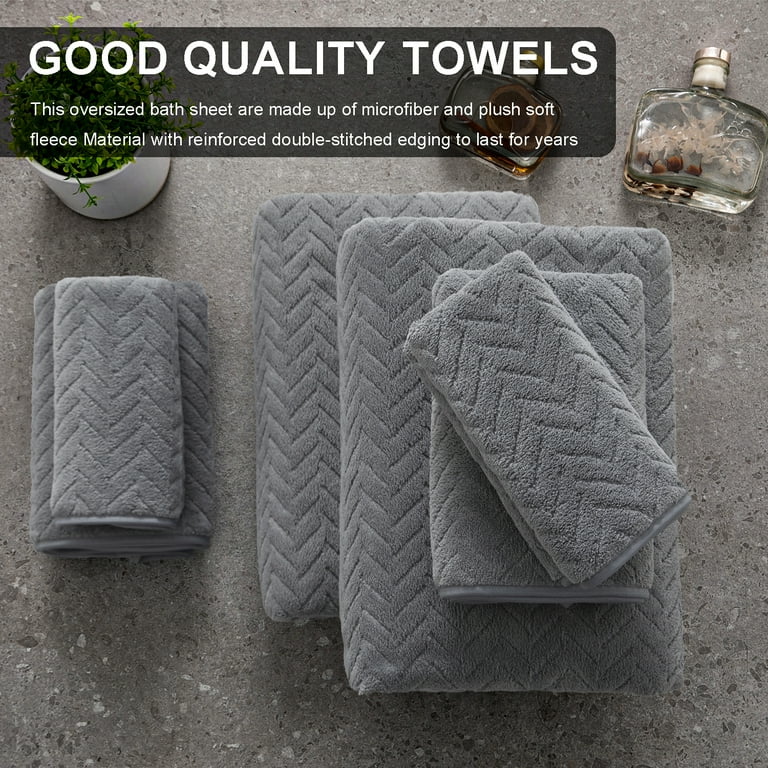 Covina Home 8-Pack Dark Grey Bath Towel Set, Oversized Ultra