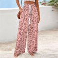 thumbnail image 4 of Stralyhd Wide Leg Pants for Women Leopard Print Drawstring Elastic Waist Flowy Palazzo Pants Casual Loose Fit Summer Fall Lounge Bottom Pink 2XL, 4 of 5