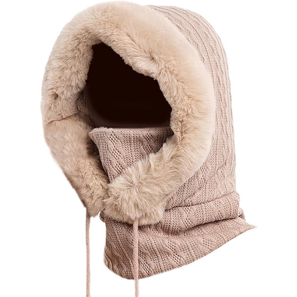 1pcs,Winter Balaclava Hats for Women 3 in 1 Beanie Hat with Scarf and Mask Ski Warm Windproof Thick Fluff Cover Caps.,A