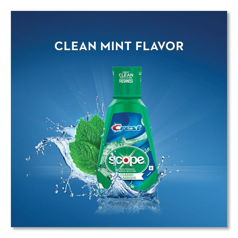 '+ Scope Mouth Rinse, Classic Mint, 1 L Bottle, 6/Carton '+ Scope Mouth Rinse, Classic Mint, 1 L Bottle, 6/Carton