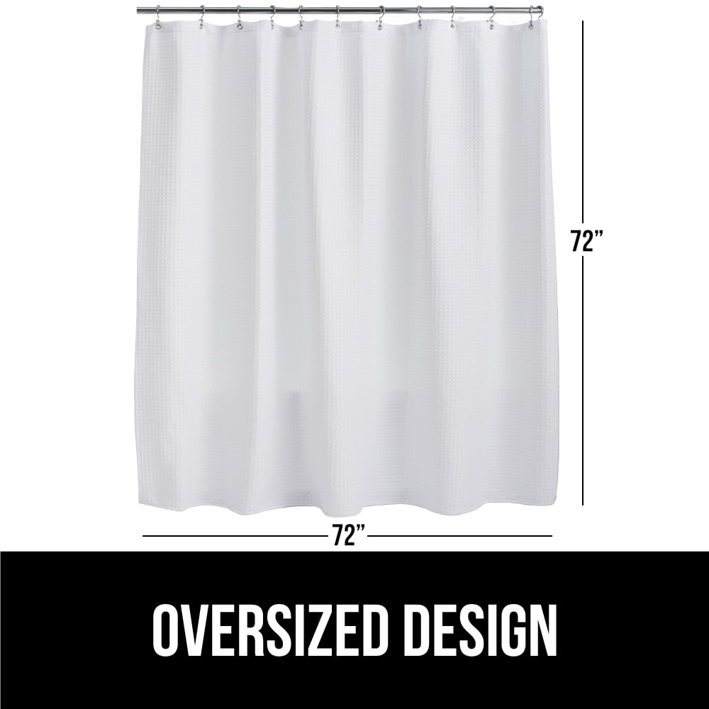 GORILLA GRIP Waffle Shower Curtain, Thick Weighted Fabric, Wrinkle and Rust Resistant, Classic Hotel Quality Design, Machine Wash, 72x72 White