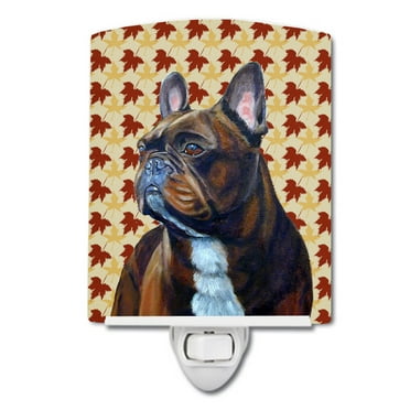 Caroline's Treasures LH9115CNL French Bulldog Fall Leaves Portrait Ceramic Night Light, 6x4x3", multicolor