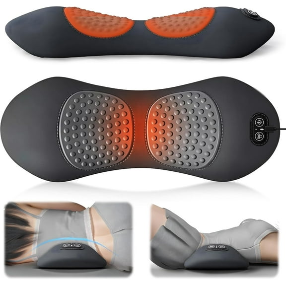 3 in 1 Back Massager, Electric Lumbar Support Pillow Heat Vibration Massage Lower Back Spine Decompression Device