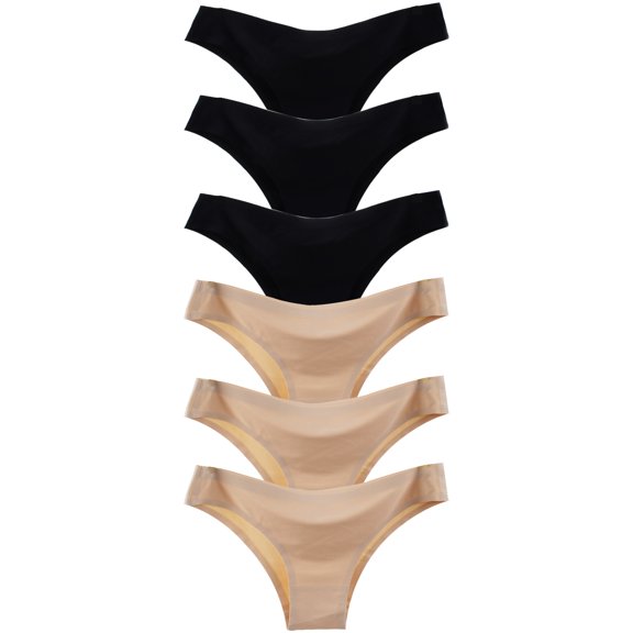 GaaiKei Women's Invisible Thongs Stretch Hipster Bikini Underwear,Multicolor,6-Pack,Size 4