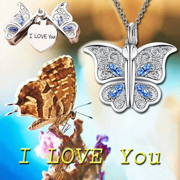 Collar para mujer, joyería para mujer, joyería para mujer, moda para mujer, collar con colgante de caja de álbum de fotos "I You" (yo te quiero) y joyería para mujer.
