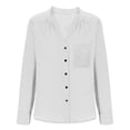 thumbnail image 5 of Linen Button Down Shirt Women Summer Fall Long Sleeve Gauze Tops Fashion Dressy Casual Work Blouse with Pocket, S-2XL, 5 of 5
