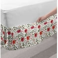 thumbnail image 2 of Floral Bed Skirt, Christmas Flowers Pattern in Watercolors Buds Branches Natural Spring Artwork, Elastic Bedskirt Dust Ruffle Wrap Around for Bedding Decor, 4 Sizes, Pink Green White, by Ambesonne, 2 of 2