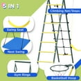 thumbnail image 4 of Outsunny 5-in-1 Metal Swing Set with Nest Swing and Basketball Hoop, Yellow, 4 of 9