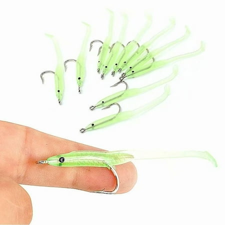 10Pcs Luminous Eel Soft Artificial Silicone Fishing Lures Glowing in