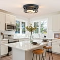 thumbnail image 6 of GCGAFUL 10.8" Farmhouse Flush Mount Ceiling Light, 2-Light Vintage Round Black Ceiling Light for Kitchen Bedroom Hallway, 6 of 11