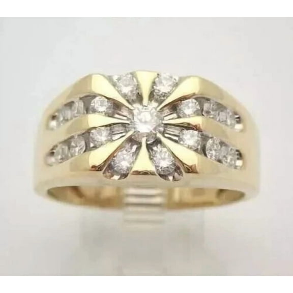 Aishvi Jewels Vintage 2Ct Round Cut Lab Created Diamond Men's Pinky Ring 14K Yellow Gold Plated