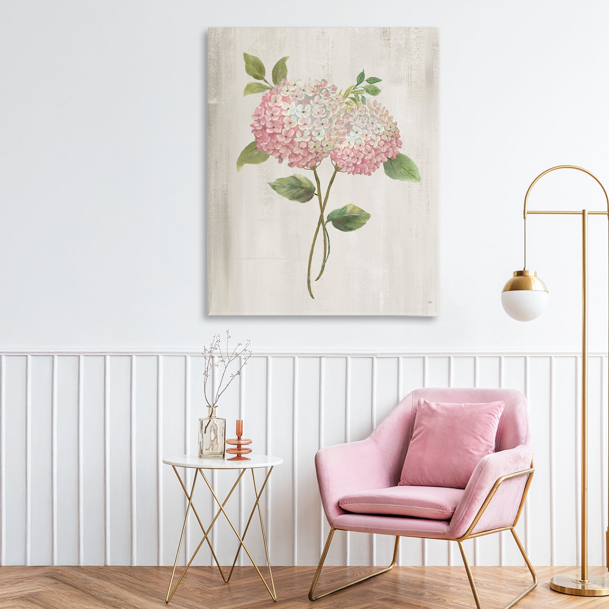 Stupell Industries Vintage Pink Hydrangea Canvas Wall Art, design by Nan