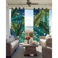thumbnail image 4 of Summer Tropical Leaves Blackout Curtains 84 Inches Long for Bedroom, Blue Green Botanical Leaf Plants Thermal Insulated Room Darkening Black Out Window Curtain Panels Grommet Drapes for Living Room, 4 of 8
