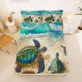 thumbnail image 5 of Manfei Cute Sea Turtle Queen Sheets,Sandy Beach Queen Sheet Sets,Yellow Green,4pcs,1 Flat Sheet, 1 Fitted Sheet and 2 Pillowcases, 5 of 7