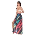 thumbnail image 3 of FORMRS Womens Long Sarong Beach Wrap Semi-Sheer Bikini Skirt Bathing Swimsuit Cover Up, Blue Abstract Lines, 3 of 7