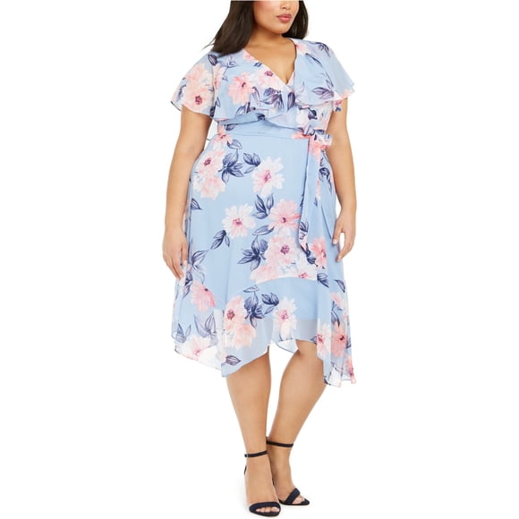 Vestido cruzado Jessica Howard con estampado Floral para mujer azul 6P