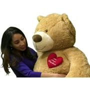 Valentines Day Giant Stuffed Animal 5 Foot Giant Teddy Bear with Customizable Heart on Chest is with Your Message, Huge Valentine Plushie Packed in Big Box Ready to Hug