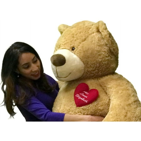 Valentines Day Giant Stuffed Animal 5 Foot Giant Teddy Bear with Customizable Heart on Chest is with Your Message, Huge Valentine Plushie Packed in Big Box Ready to Hug