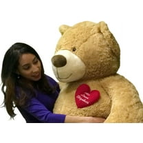 Valentines Day Giant Stuffed Animal 5 Foot Giant Teddy Bear with Customizable Heart on Chest is with Your Message, Huge Valentine Plushie Packed in Big Box Ready to Hug