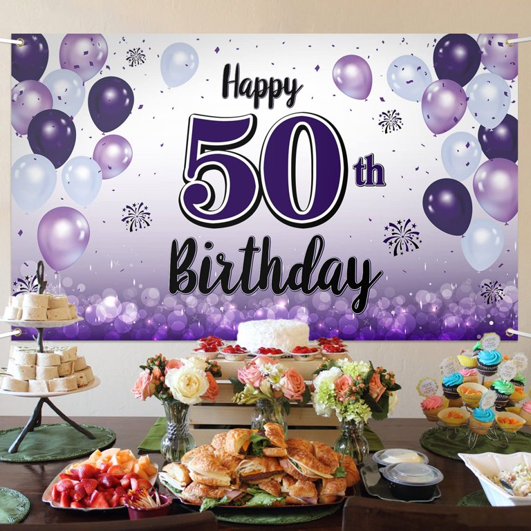 LASKYER Happy 50th Birthday Purple Large Banner - Cheers to Fifty ...