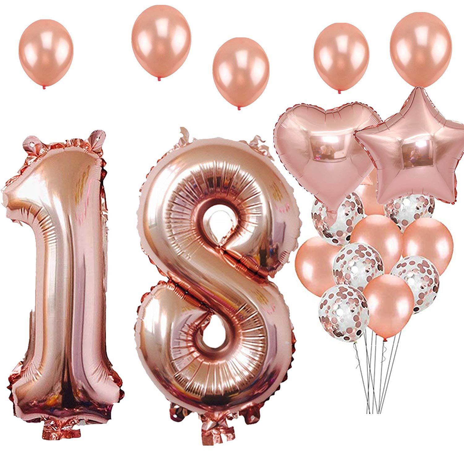 18th Birthday Decorations Party Supplies, Jumbo Rose Gold Foil Balloons for  Birthday Party Supplies,Anniversary Events Decorations and Graduation 