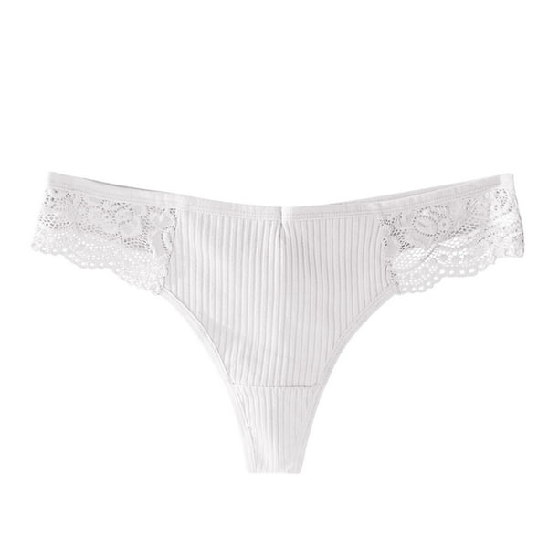 Gibobby Calzoncillos de encaje para mujer Bragas de algodón para mujer Tanga deportiva sexy Bragas transpirables(Blanco,G)