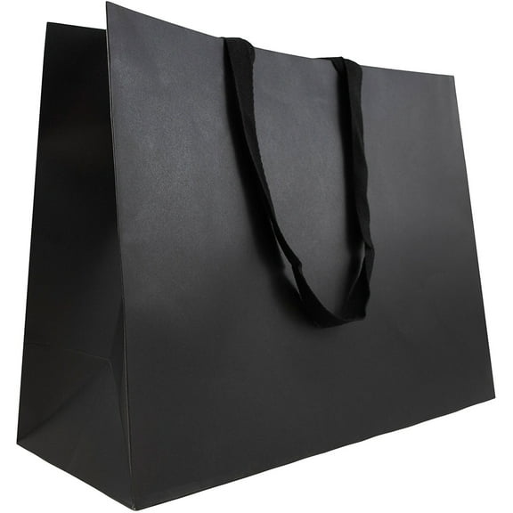 JAM Paper Matte Gift Bag, 16 x 12 x 6, Black Kraft, 1/Pack, X, Large Horizontal