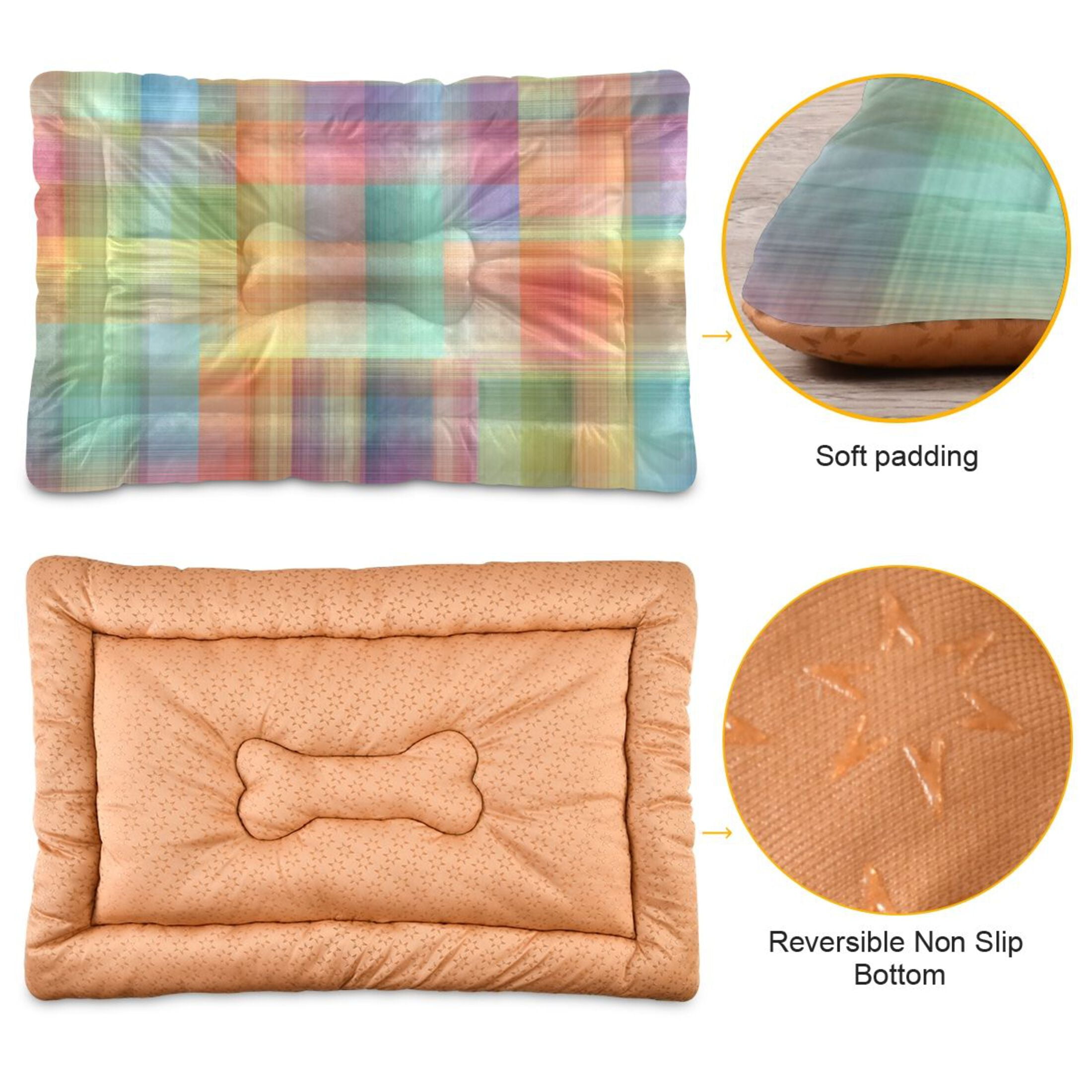 Cozy Mat Pet Bed Indoor Outdoor Warm Soft For Cat Dog Puppy(S/M) Soft Gradients Plaid