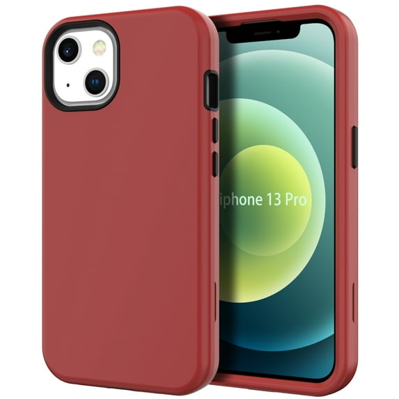 Nalacover Slim Case for iPhone 13 6.1 inch,Stylish Triple Layer Protection Hard PC + Soft TPU Silicone Hybrid Shockproof Camera Lens Protective Anti-drop Fit Back Phone Cover.Red