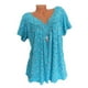 thumbnail image 3 of Camiseta de mujer con cuello en V, manga corta, camiseta de verano informal estampada, azul, L Vogacara AP001653-43, 3 of 6