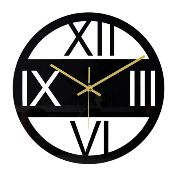 12Inch Acrylic Round Wall Clock Silent Non-Ticking Decorative for Home Black