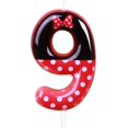 thumbnail image 1 of Bougies d'Anniversaire Souris Rouges (Rouge à Pois Blancs, Numéro 9), 1 of 7